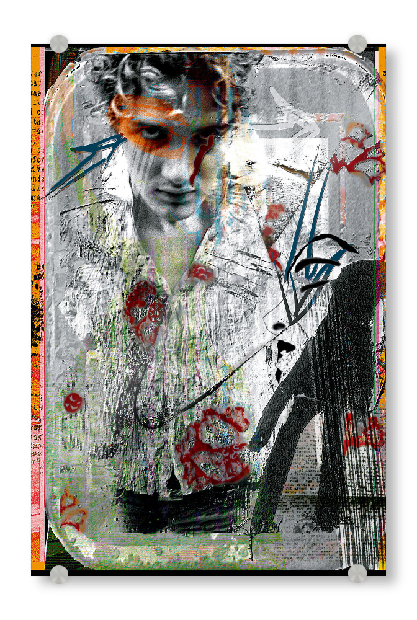 Acrylglasbild "Hommedemonpays" artboxONE - Abstrakt,Retro - Portrait,Streetart,Street,Urban,Paris,Mirror,Graffiti,Artwork,Mann,Vintage,Retro