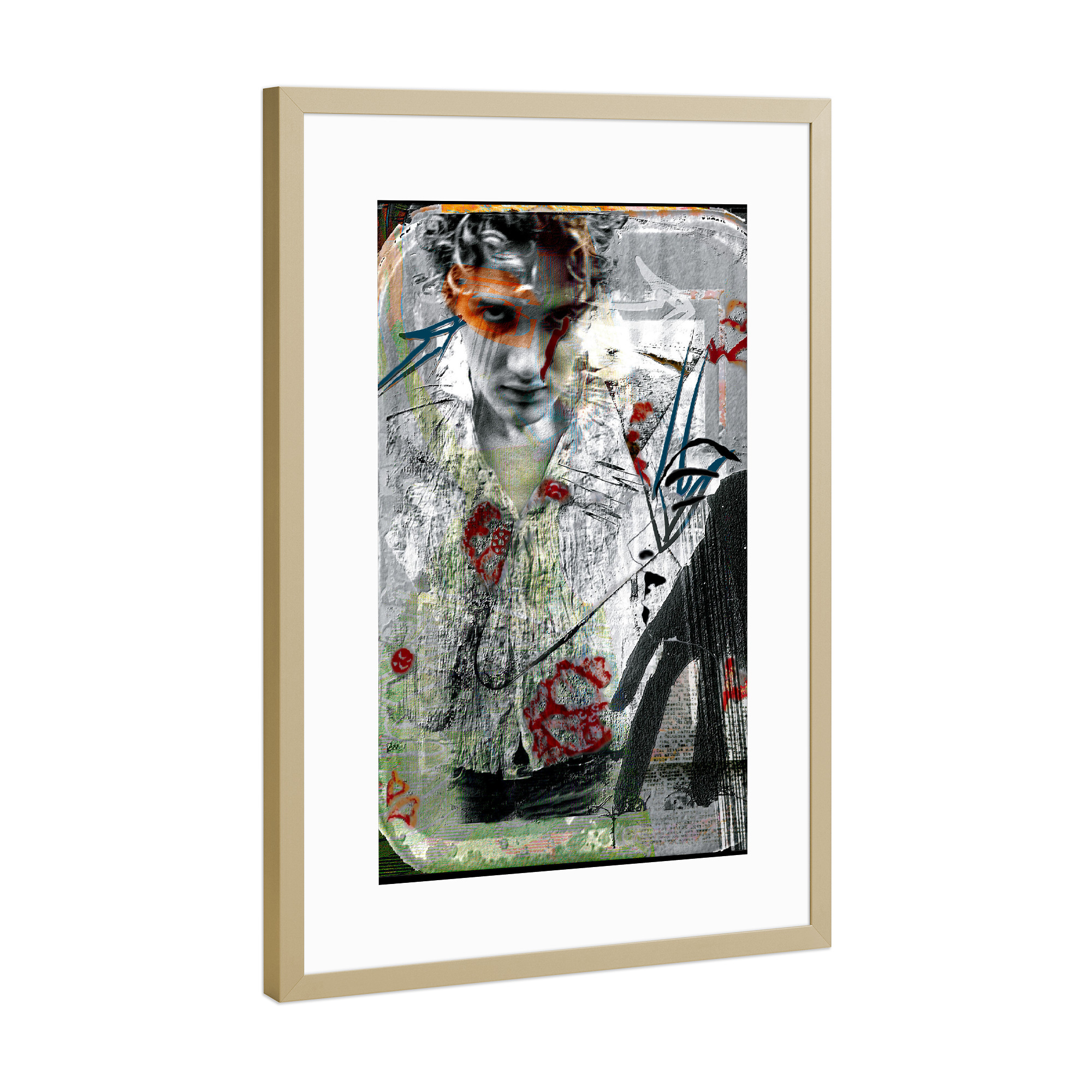Poster mit Rahmen Gold "Hommedemonpays" artboxONE - Abstrakt,Retro - Portrait,Streetart,Street,Urban,Paris,Mirror,Graffiti,Artwork,Mann,Vintage,Retro