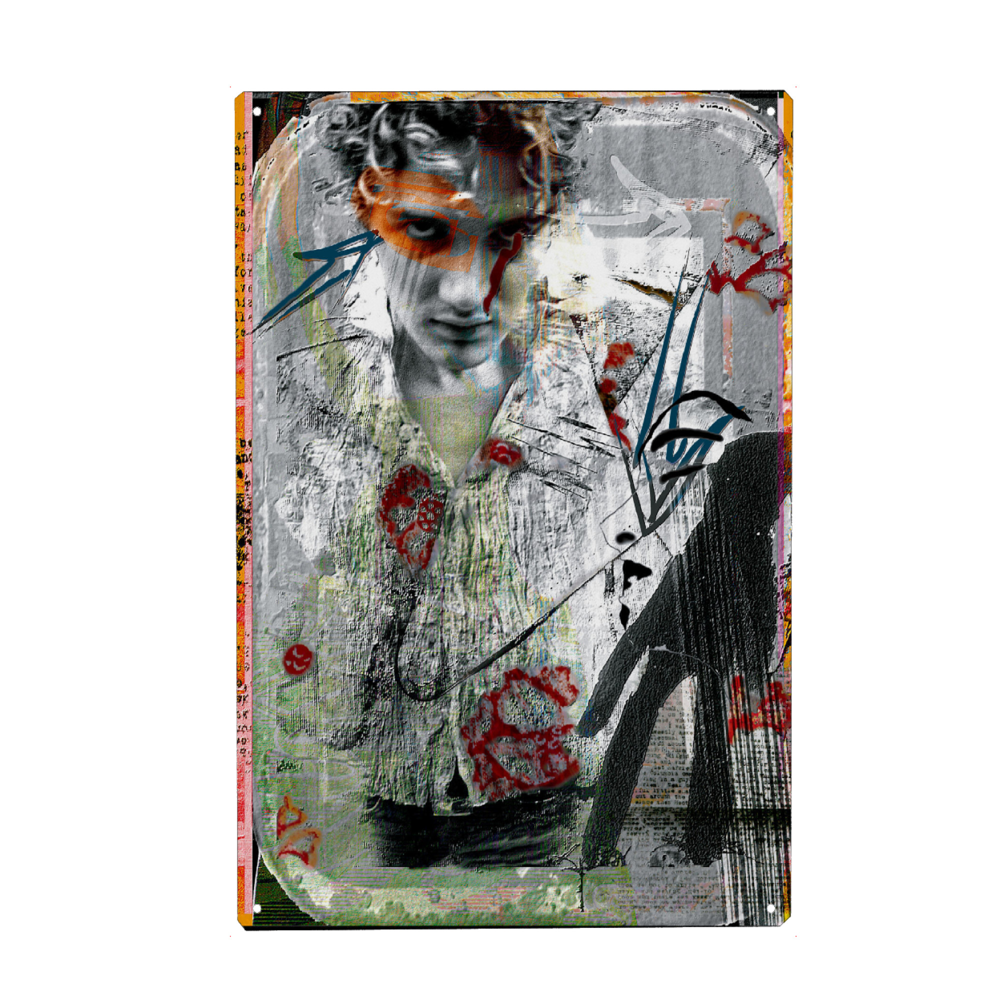 Metall Poster "Hommedemonpays" artboxONE - Abstrakt,Retro - Portrait,Streetart,Street,Urban,Paris,Mirror,Graffiti,Artwork,Mann,Vintage,Retro