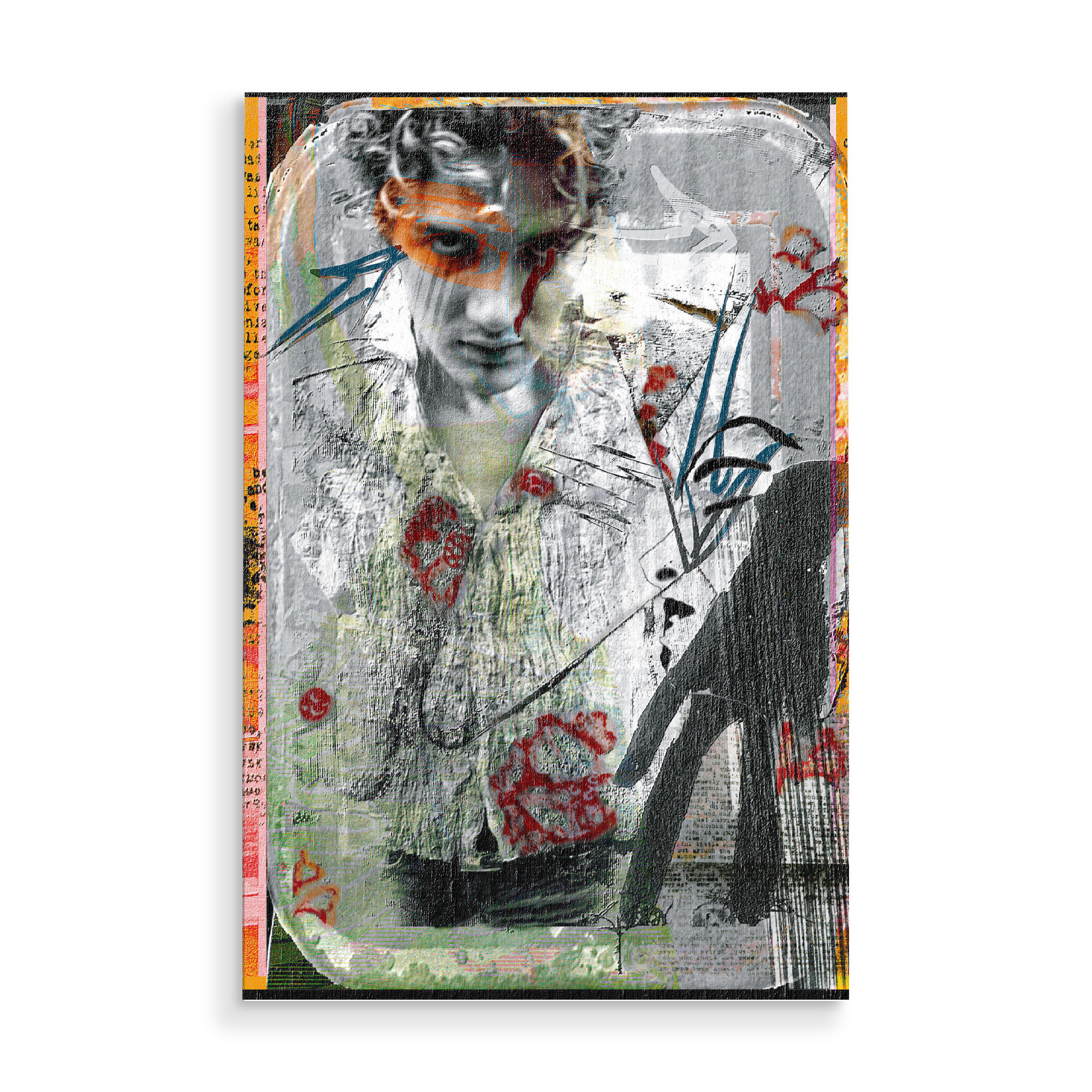 Holzbild "Hommedemonpays" artboxONE - Abstrakt,Retro - Portrait,Streetart,Street,Urban,Paris,Mirror,Graffiti,Artwork,Mann,Vintage,Retro