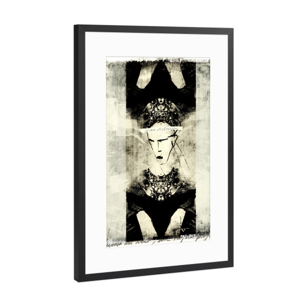 Poster mit Rahmen Schwarz (Metallic) "Jenattendsquelevent" artboxONE - Abstrakt - Portrait,Streetart,Paris,Stencil,Urban,Graffiti,Upsidedown,Frau