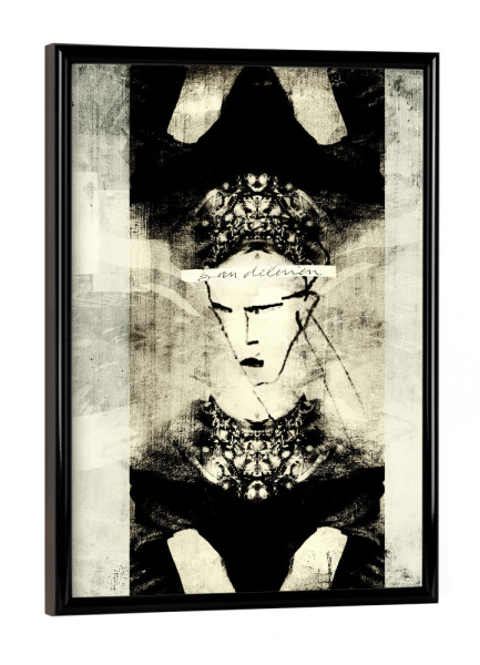 Poster mit schwarzem Rahmen "Jenattendsquelevent" artboxONE - Abstrakt - Portrait,Streetart,Paris,Stencil,Urban,Graffiti,Upsidedown,Frau