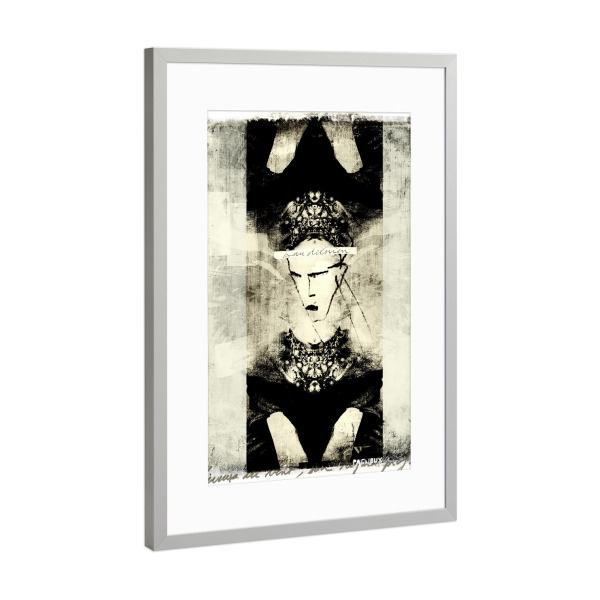 Poster mit Rahmen Silber "Jenattendsquelevent" artboxONE - Abstrakt - Portrait,Streetart,Paris,Stencil,Urban,Graffiti,Upsidedown,Frau