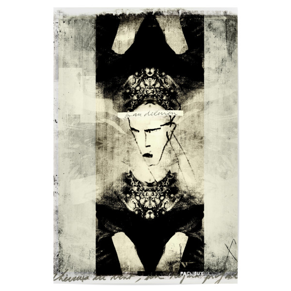 Poster "Jenattendsquelevent" artboxONE - Abstrakt - Portrait,Streetart,Paris,Stencil,Urban,Graffiti,Upsidedown,Frau