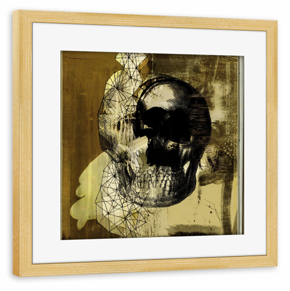 Poster mit Rahmen kiefer "Mano" artboxONE - Abstrakt - Totenkopf,Portrait,Streetart,Paris,Stencil,Urban,Graffiti,Geometrie,Formen,Brush
