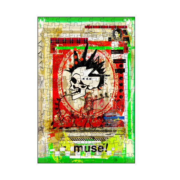 artboxONE Puzzle "Muse" artboxONE - Abstrakt - Totenkopf,Irokese,Haare,Muse,Streetart,Paris,Frankreich,Städtisch,Grafik,Schablone,Graffiti,Schädel