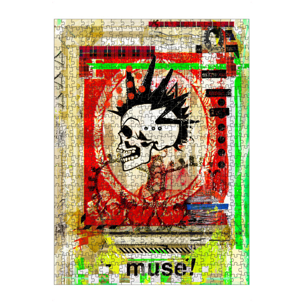 Puzzle Ravensburger "Muse" artboxONE - Abstrakt - Totenkopf,Irokese,Haare,Muse,Streetart,Paris,Frankreich,Städtisch,Grafik,Schablone,Graffiti,Schädel