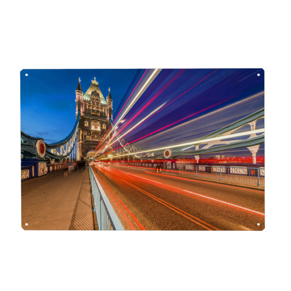 Metall Poster "Towerbridge Street Lights" artboxONE - Städte / London
