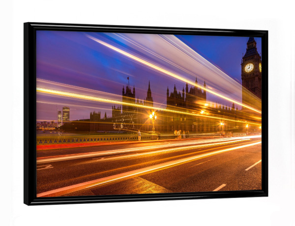 Poster mit schwarzem Rahmen "Big Ben Street Lights" artboxONE - Städte / London