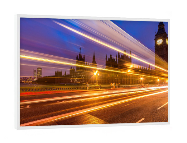 Poster mit weißem Rahmen "Big Ben Street Lights" artboxONE - Städte / London