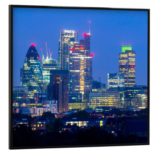 Poster mit schwarzem Rahmen 30x30 cm "London Nights Panorama" artboxONE - Städte / London