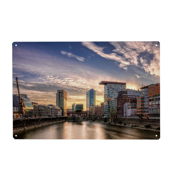 Holzbild "Medienhafen 2" artboxONE - Architektur - Medien,Düsseldorf,Gebäude,Rhein