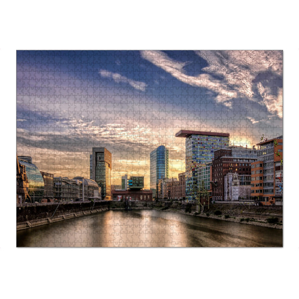 Puzzle Ravensburger "Medienhafen 2" artboxONE - Architektur - Medien,Düsseldorf,Gebäude,Rhein - Bild Medien