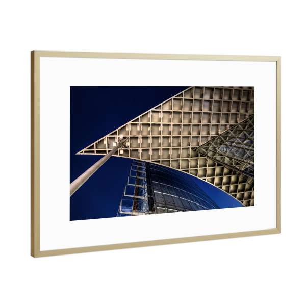Poster mit Rahmen Gold "Posttower in Bonn" artboxONE - Architektur - Geometrie,Formen,Hauswand,Froschperspektive,Hoch,Gebäude,Hochaus,Urban