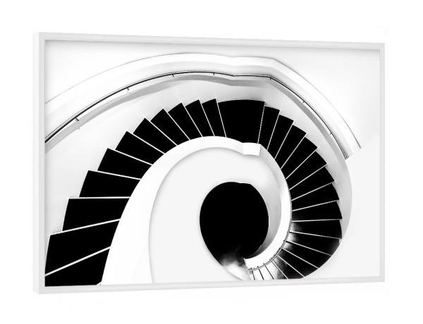 Poster mit weißem Rahmen "Black hole" artboxONE - Architektur - Treppen,Runter,Down,Formen,Geometrie,Zement,Abstrakt