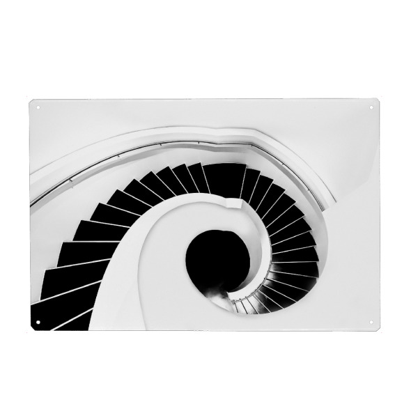 Metall Poster "Black hole" artboxONE - Architektur - Treppen,Runter,Down,Formen,Geometrie,Zement,Abstrakt - Blechschild