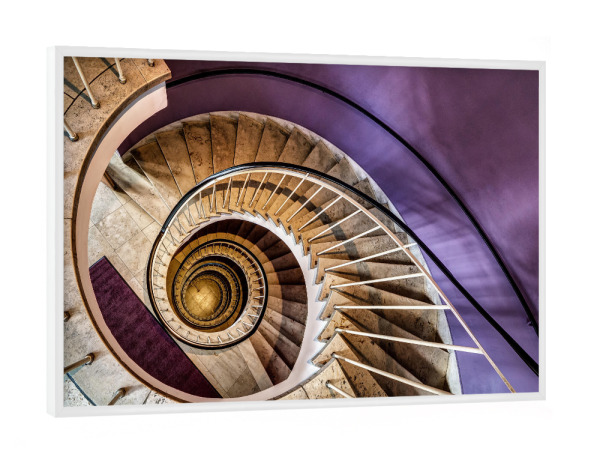 Poster mit weißem Rahmen "Cafe Glockenspiel" artboxONE - Architektur - Treppen,Runter,Down,Formen,Geometrie,Zement,Strudel