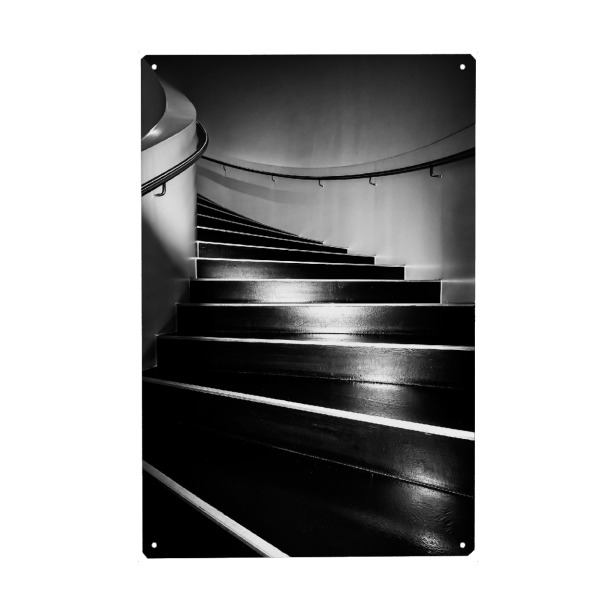 Metall Poster "Into the dark" artboxONE - Architektur - Treppen,Stufen,Formen,Geometrie,Abstrakt - Blechschild
