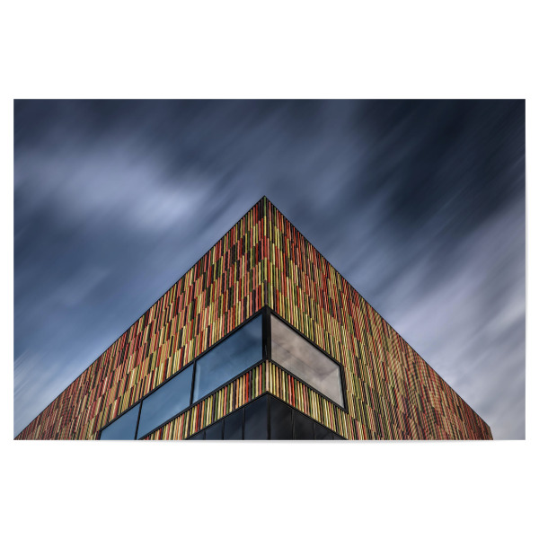 Poster "Museum Brandhorst" artboxONE - Architektur - Dreieck,Fenster,Hauswand,Gewitter,Unwetter,Feuchter