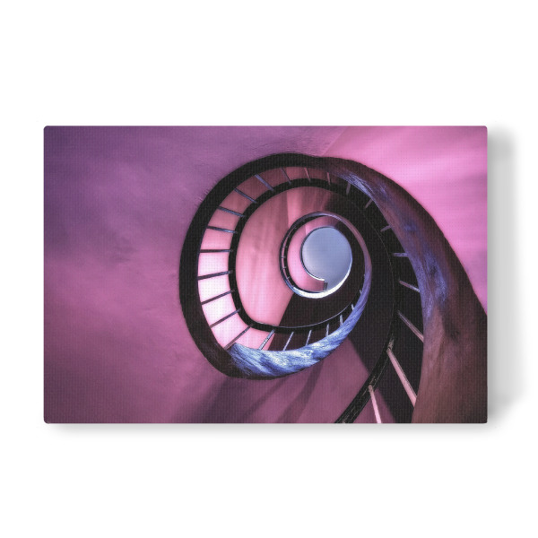 Leinwandbild "Pinke Schnecke" artboxONE - Architektur - Treppen,Runter,Down,Formen,Geometrie,Strudel