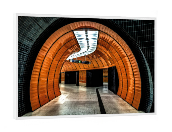 Poster mit weißem Rahmen "U-Bahn Marienplatz" artboxONE - Städte / München,Architektur - Subway,Underground,Ubahn,Strassenbahn,Untergrund,City,Urban
