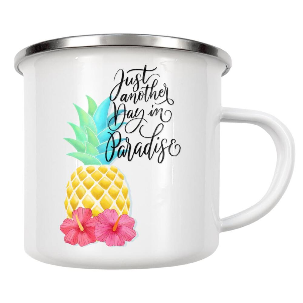 Emaille Tasse "Sommer Paradies" artboxONE - Typografie,Floral,Essen & Trinken / Obst & Gemüse