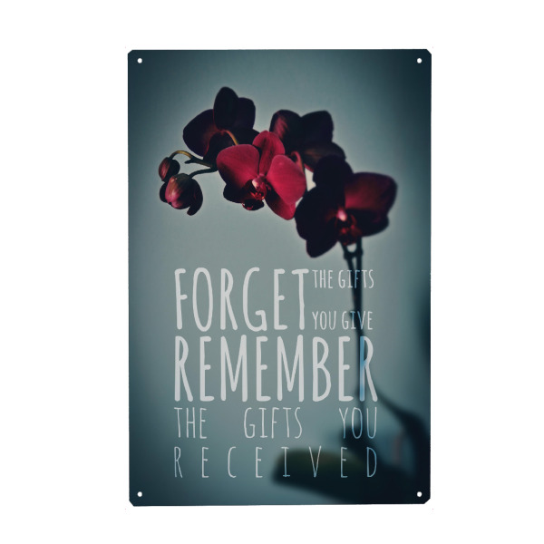 Metall Poster "Forget the gifts" artboxONE - Typografie
