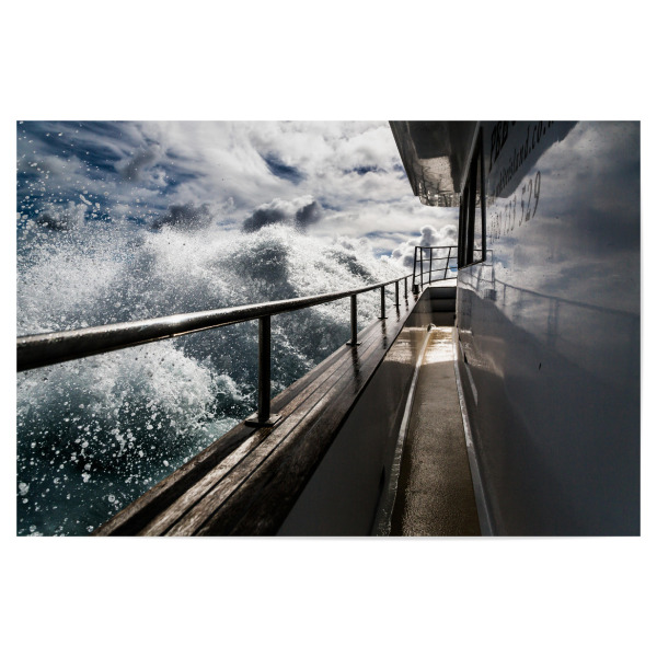 Poster 30x20 cm "Reling" artboxONE - Natur - See,Meer,Wogen,Sturm,Schiff,Boot,Reling,Seemann,Maritim,Seefahrt,Schifffahrt