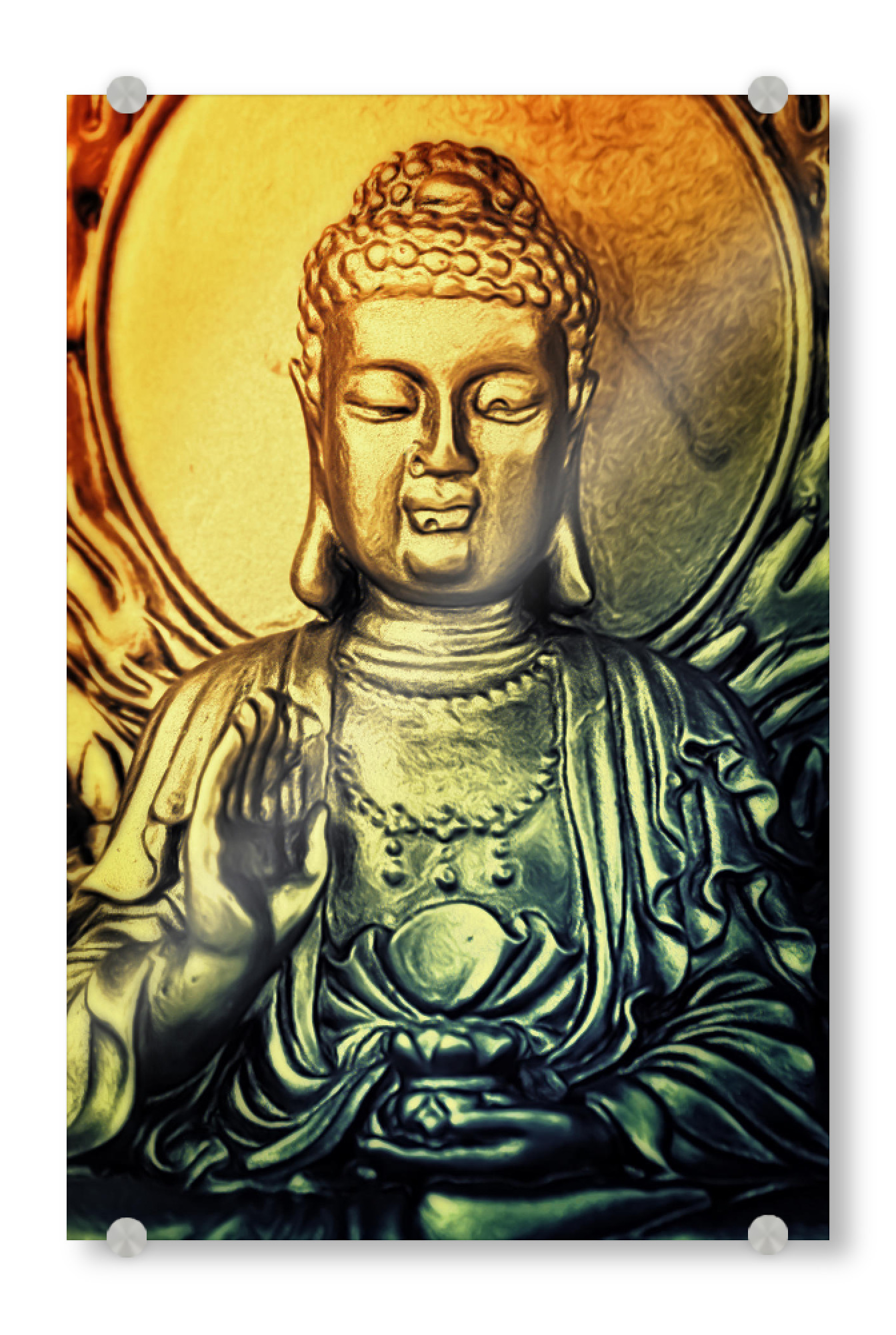 Acrylglasbild "Golden Buddah" artboxONE - Abstrakt,Reise / Asien,Für Mama - Buddha,Buddhismus,Religion,Glaube,Indien,Yoga,Spiritualität,Asien,Golden
