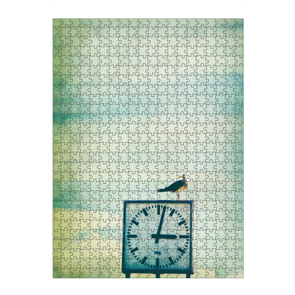 Puzzle Ravensburger "Kurz nach Drei Uhr" artboxONE - Tiere - Möwe,Uhr,Zeit,Drei,Himmel,Sky,Time - Bild möwe