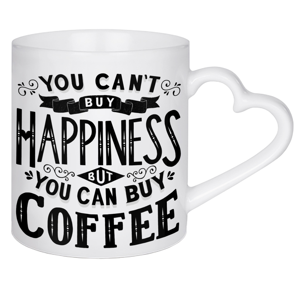 Herztasse "Kaffee ist Glückseligkeit" artboxONE - Typografie,Essen & Trinken,Lustig