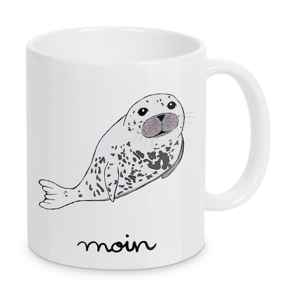 Tasse "Moin - Robbe" artboxONE - Typografie,Tiere,Unterwasser,Lustig