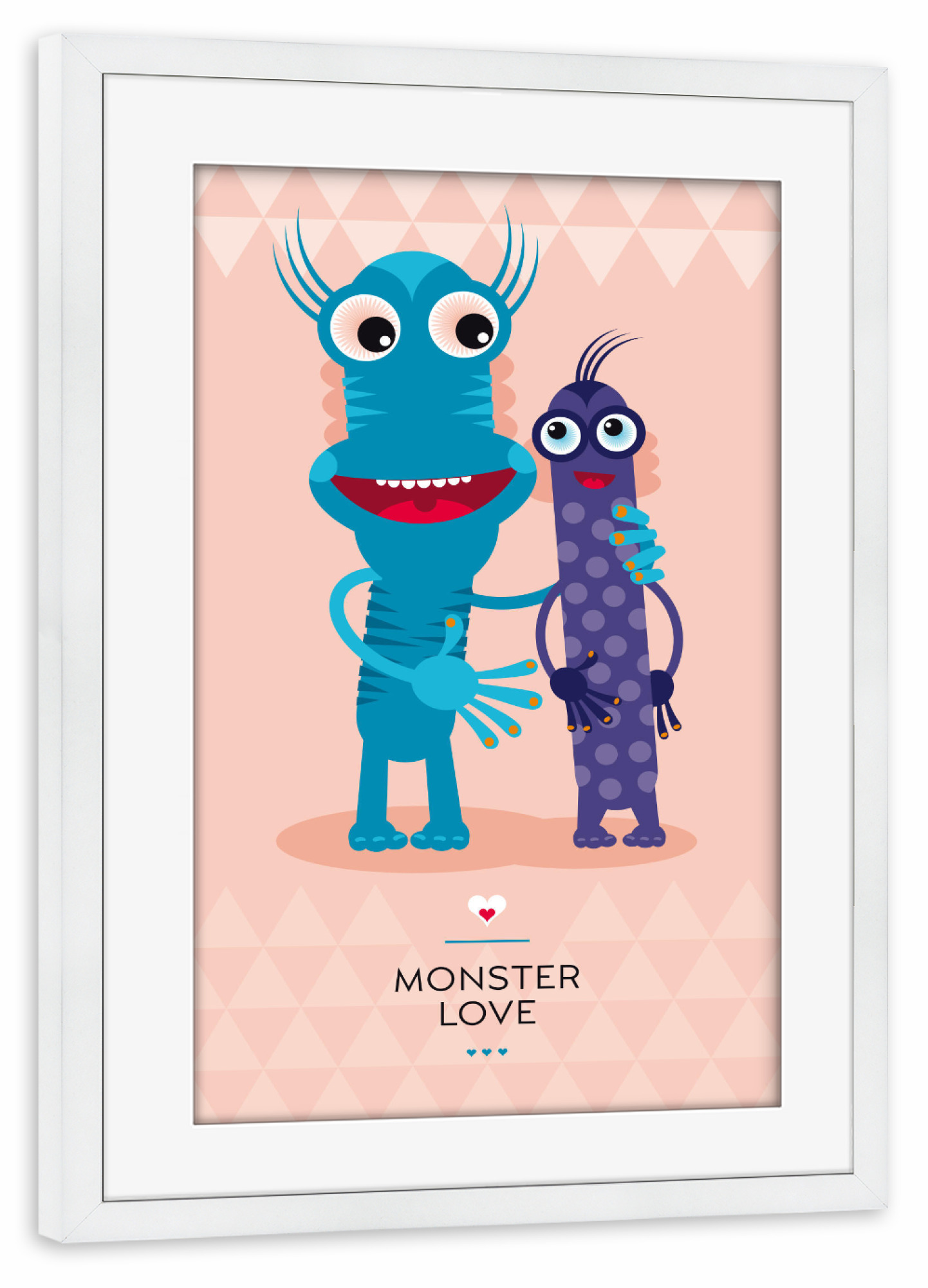 Poster mit Rahmen weiß "Blau und Pindi" artboxONE - Für Kinder - Monster,Freundschaft,Freunde,Friends,Kinderzimmer