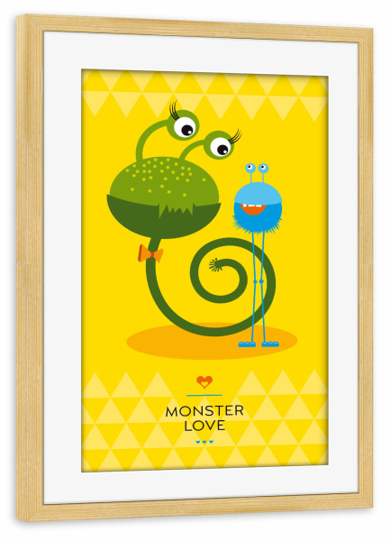 Poster mit Rahmen kiefer "Kringel und Mox" artboxONE - Für Kinder - Monster,Freundschaft,Freunde,Friends,Kinderzimmer