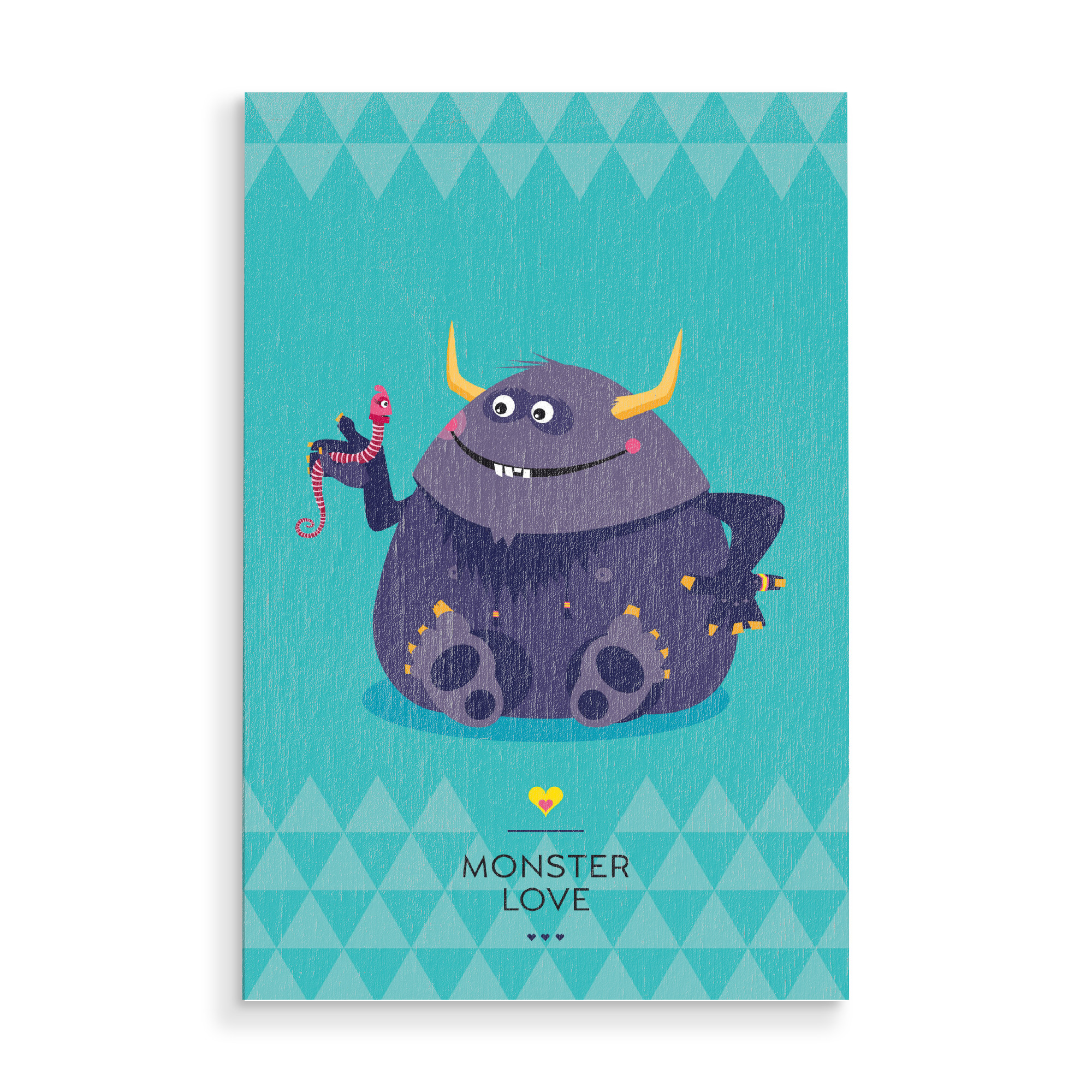 Holzbild "Pendi und das Böse" artboxONE - Für Kinder - Monster,Freundschaft,Freunde,Friends,Kinderzimmer