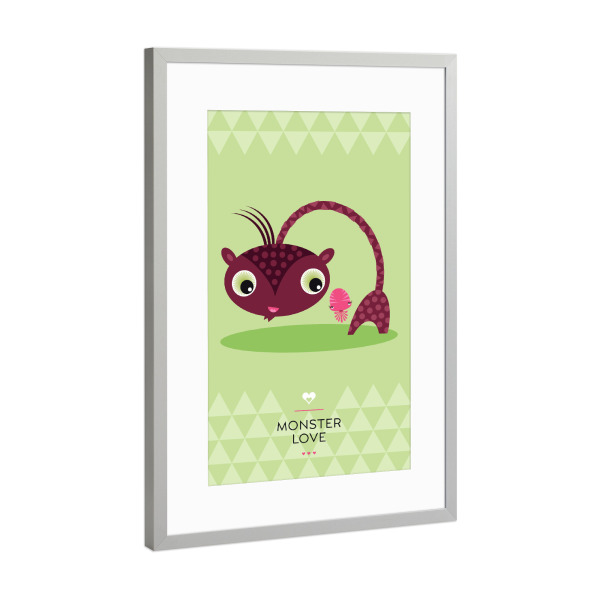 Poster mit Rahmen Silber "Pingpong und Isi" artboxONE - Für Kinder - Monster,Freundschaft,Freunde,Friends,Kinderzimmer