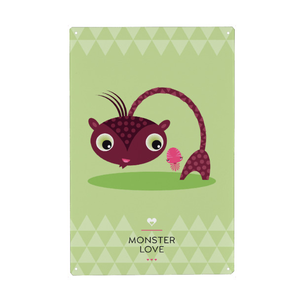 Metall Poster "Pingpong und Isi" artboxONE - Für Kinder - Monster,Freundschaft,Freunde,Friends,Kinderzimmer - Blechschild