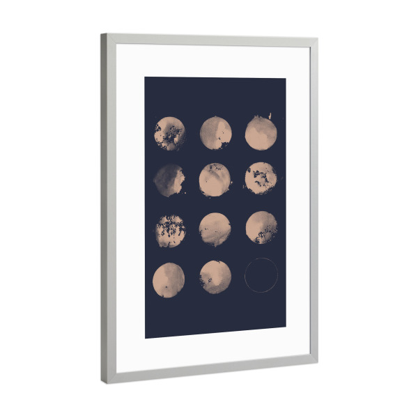 Poster mit Rahmen Silber "Zwölf Monde" artboxONE - Tiere,Abstrakt,Illustration - Monde,Zwölf,Rund,Kreise,Kreis,Muster