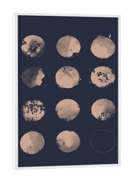 Poster mit weißem Rahmen "Zwölf Monde" artboxONE - Tiere,Abstrakt,Illustration - Monde,Zwölf,Rund,Kreise,Kreis,Muster