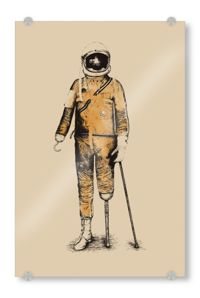 Acrylglasbild "Astropirat" artboxONE - Abstrakt,Illustration,Retro - Astronaut,Invalide,Gebrochenes,Bein,Haken