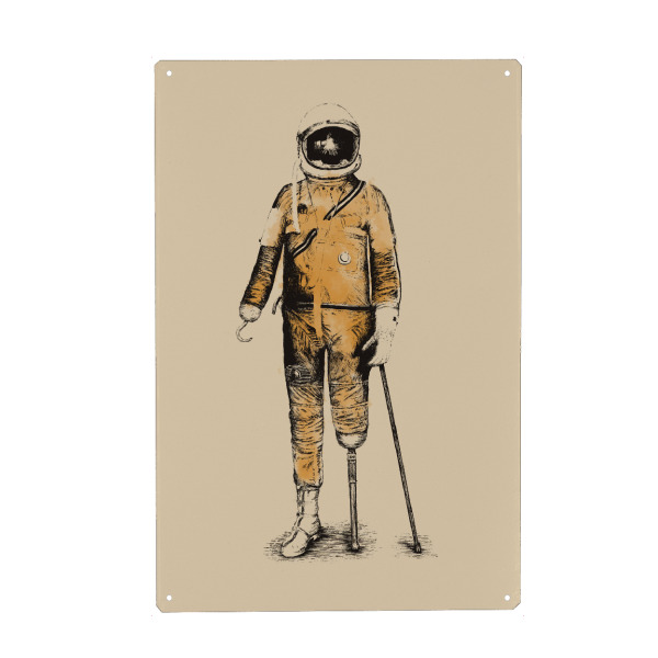 Metall Poster "Astropirat" artboxONE - Abstrakt,Illustration,Retro - Astronaut,Invalide,Gebrochenes,Bein,Haken - Blechschild