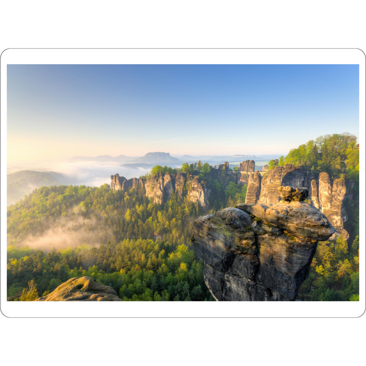 Tischset "Basteibrücke Romantik" artboxONE - Natur,Reise - Mountain,Nature,Getaway,Stones,Baum,Tree,Clouds,Wolken,Sky,Himmel,Romantik,Romantic