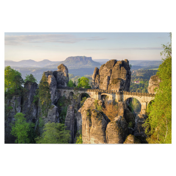 Poster "Basteibrücke Romantik 2" artboxONE - Natur,Reise - Mountain,Nature,Getaway,Stones,Baum,Tree,Clouds,Wolken,Sky,Himmel,Romantik,Romantic
