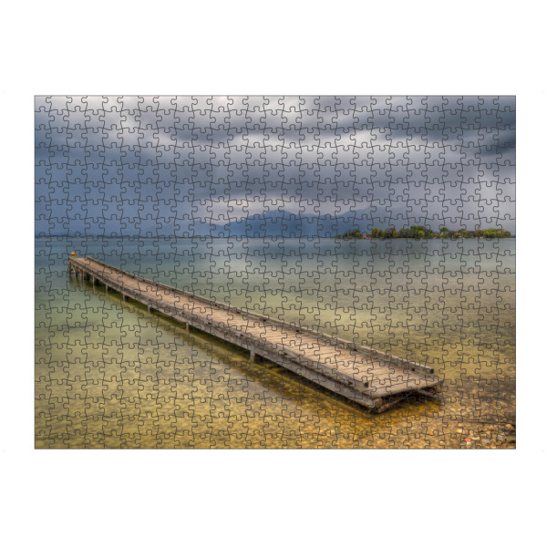 Puzzle Ravensburger "ChiemseeMorgen" artboxONE - Natur,Reise - See,Nature,Getaway,Stones,Lake,Water,Clouds,Wolken,Sky,Himmel,Romantik,Wasser