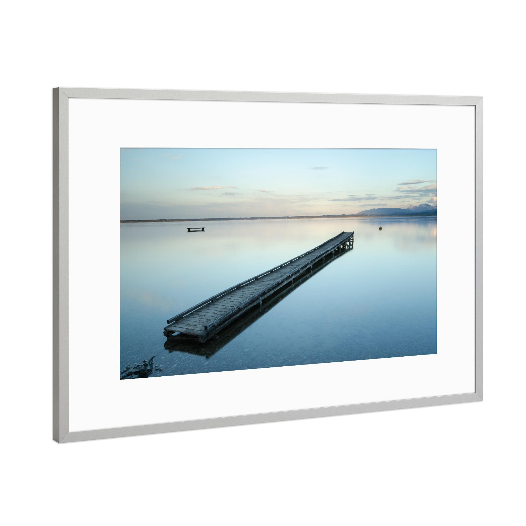 Poster mit Rahmen Silber "Steg am Chiemsee" artboxONE - Natur,Reise