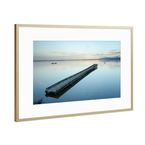 Poster mit Rahmen Gold "Steg am Chiemsee" artboxONE - Natur,Reise