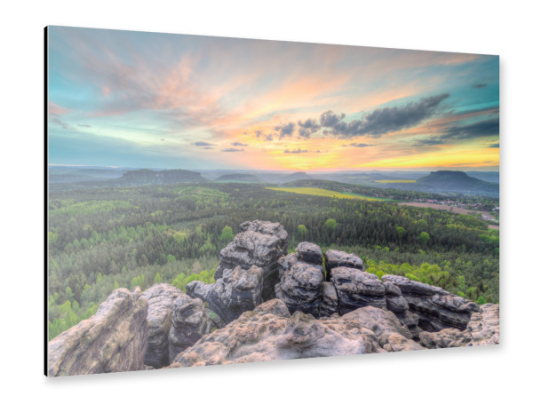 Alu-Dibond "Sonnenuntergang Sächsische Schweiz" 30x20 cm artboxONE