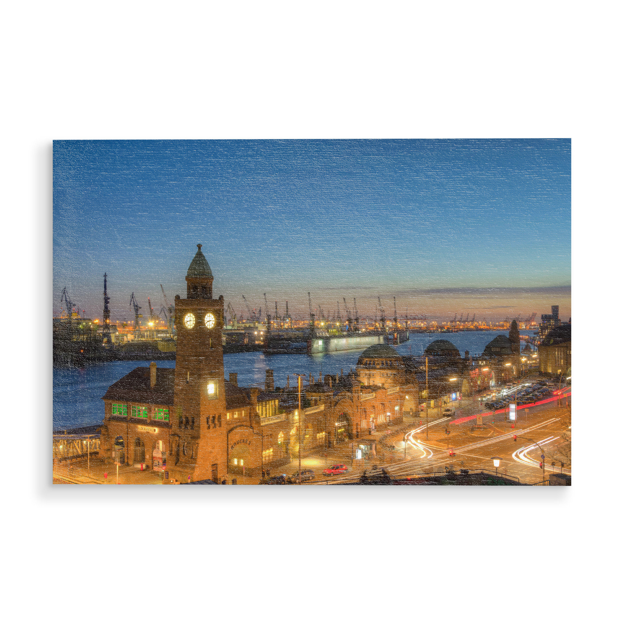 Holzbild "Landungsbrücken" artboxONE - Städte / Hamburg