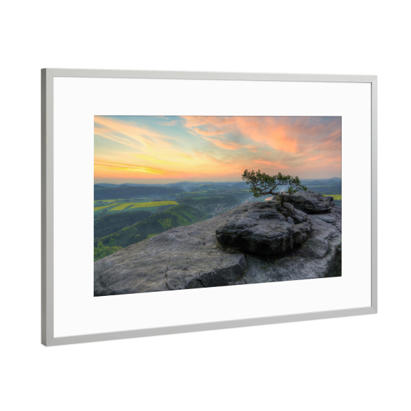Poster mit Rahmen Silber "Lilienstein 4" artboxONE - Natur,Reise