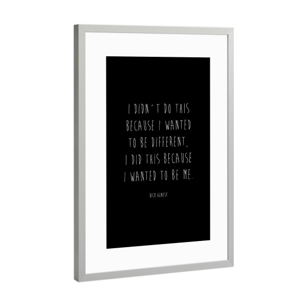 Poster mit Rahmen Silber "To be me" artboxONE - Typografie - Typografie,Different,Me,Be